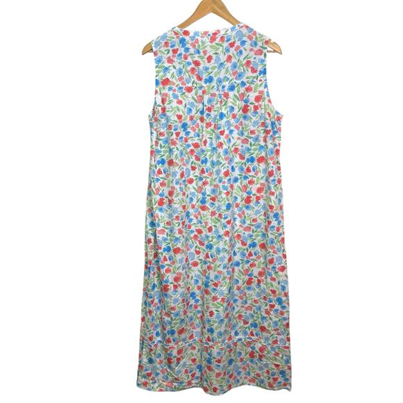 L.L. Bean Size Large 100% Cotton Floral Sleeveless Pintuck Daybreak Nightgown - Picture 4 of 7